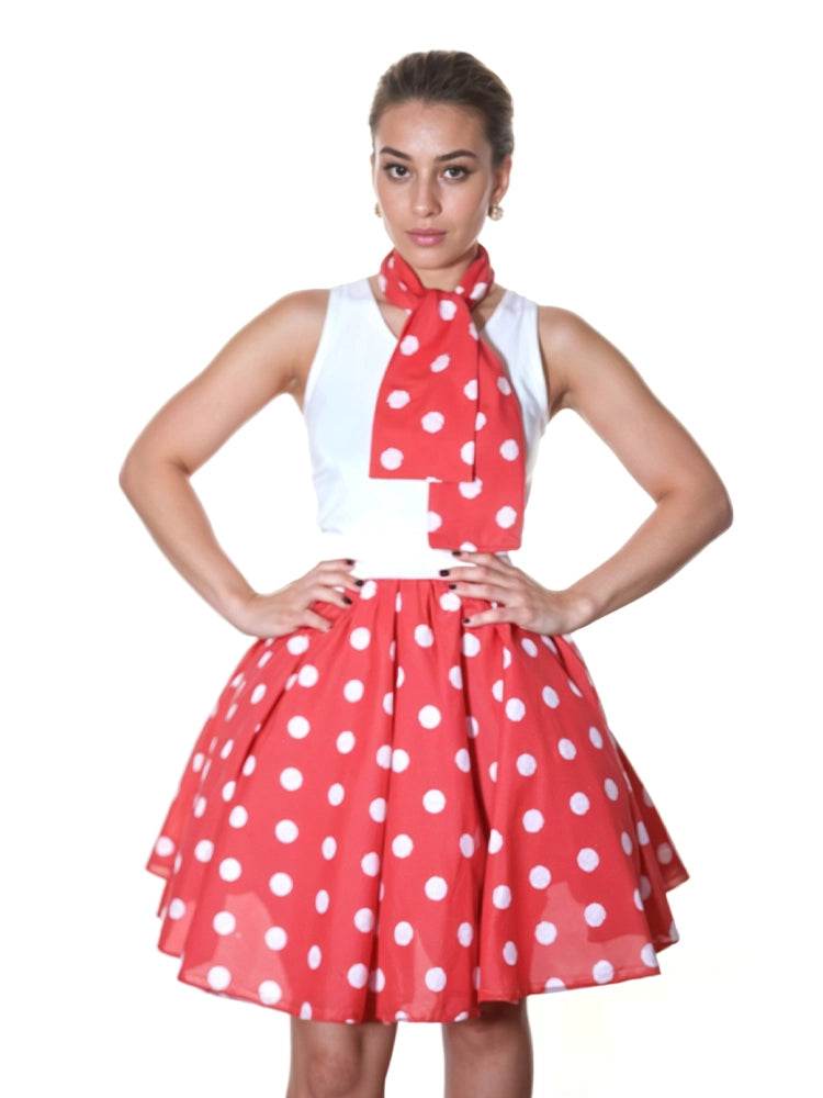 Ladies Polka Dot Skirts 22 (inches) - thefancydress.co.uk