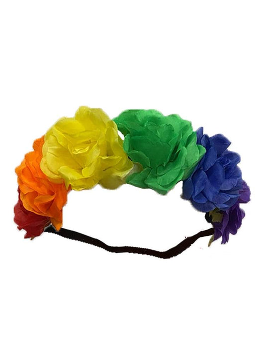 Ladies Rainbow Pride Flower Headband - thefancydress.co.uk
