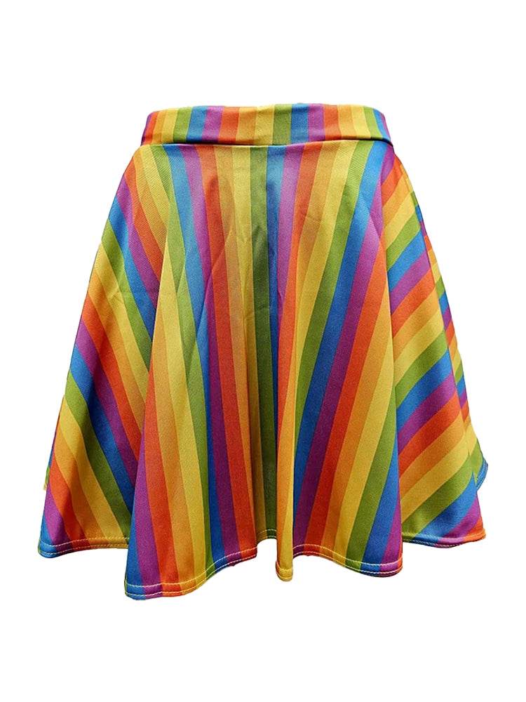 Ladies Rainbow Pride Skater Skirt - thefancydress.co.uk