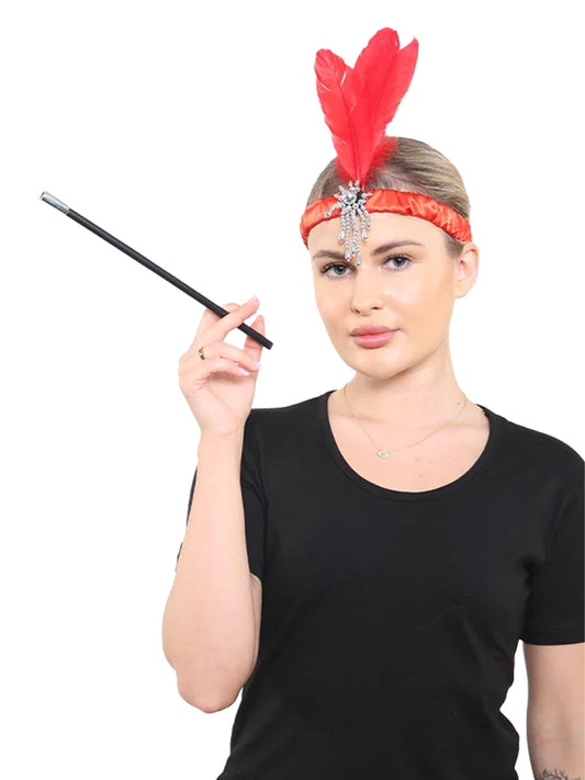 Ladies Red Feather Flapper Headband