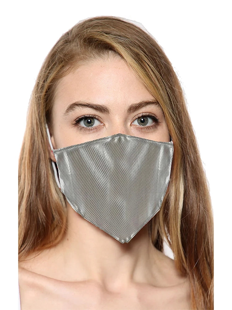 Ladies Silver Rexene Print Face Covering Mask