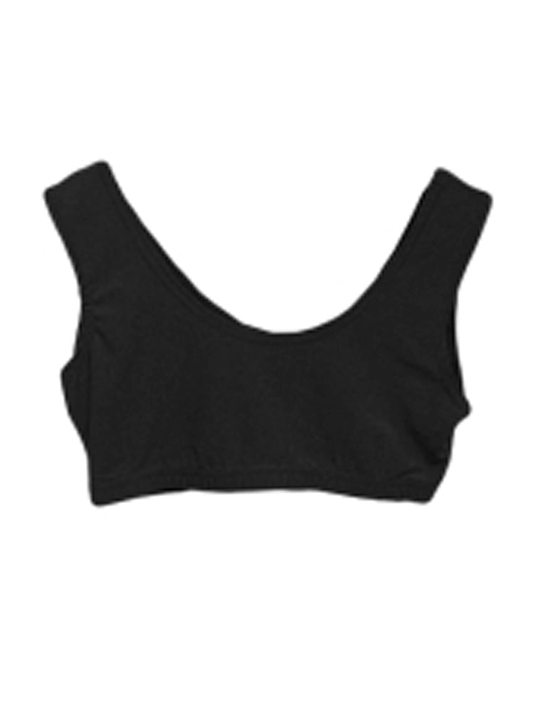 Ladies Sleeveless Crop Top - Round Neck Solid Vest Top black