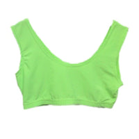 Ladies Sleeveless Crop Top - Round Neck Solid Vest Top green