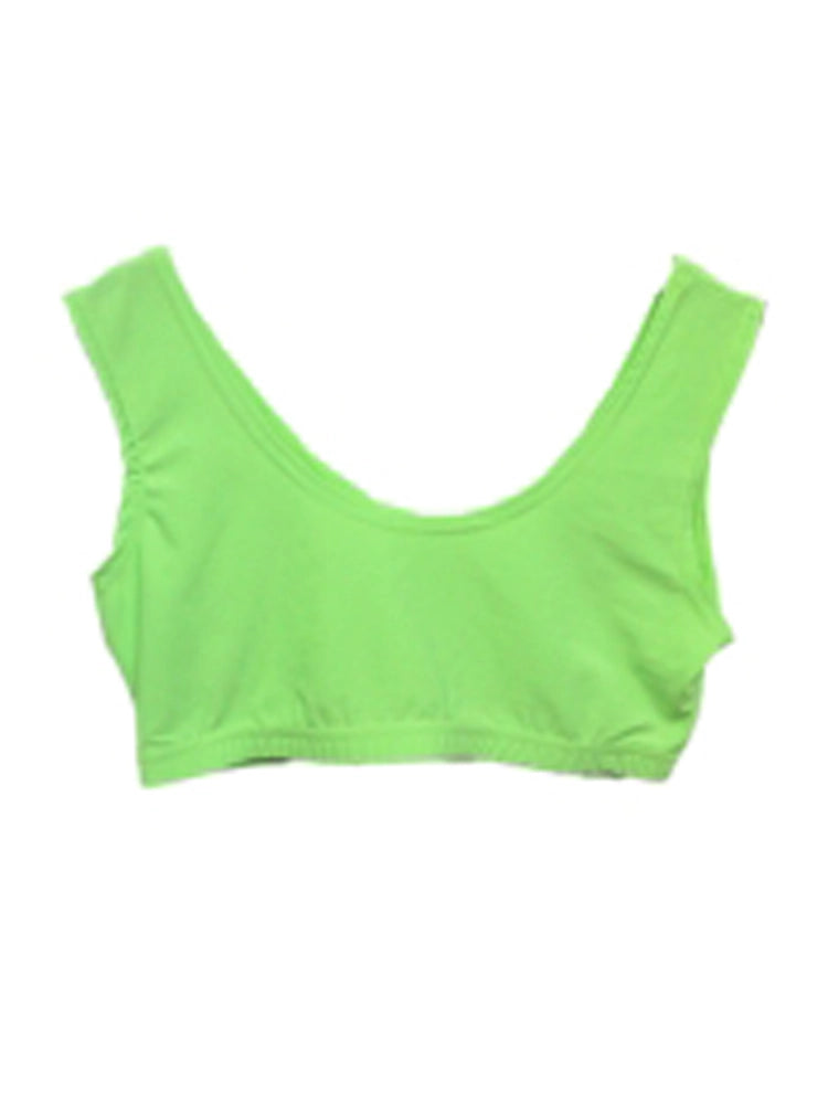 Ladies Sleeveless Crop Top - Round Neck Solid Vest Top green