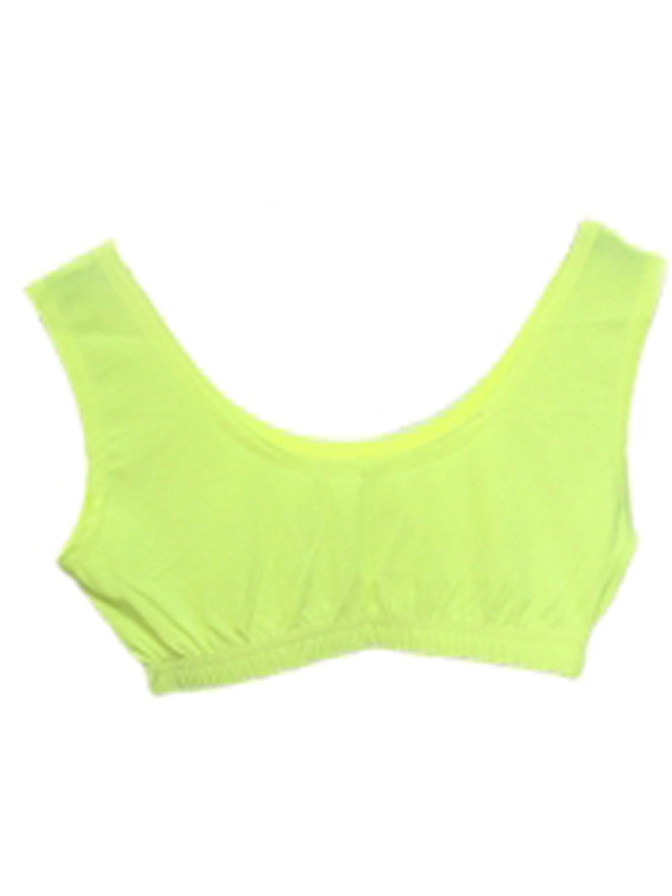 Ladies Sleeveless Crop Top - Round Neck Solid Vest Top yellow