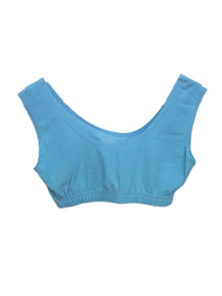 Ladies Sleeveless Crop Top - Round Neck Solid Vest Top blue