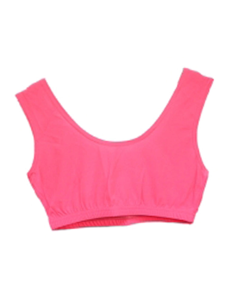 Ladies Sleeveless Crop Top - Round Neck Solid Vest Top pink