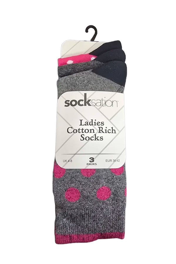 Ladies Geo Mix Modern Patterned Socks 3 Pack
