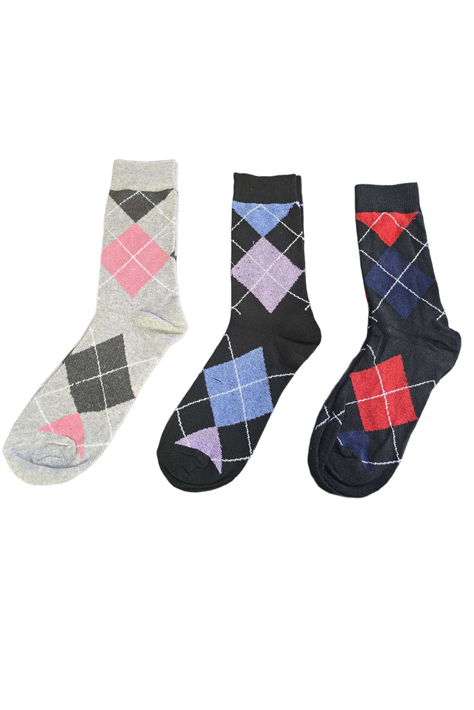 Ladies Classic Argyle Patterned Socks 3 Pack