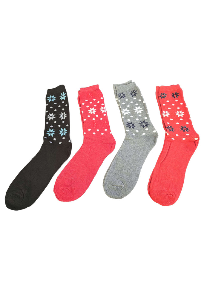 Ladies Thermal Snowflake Winter Socks 3 Pack