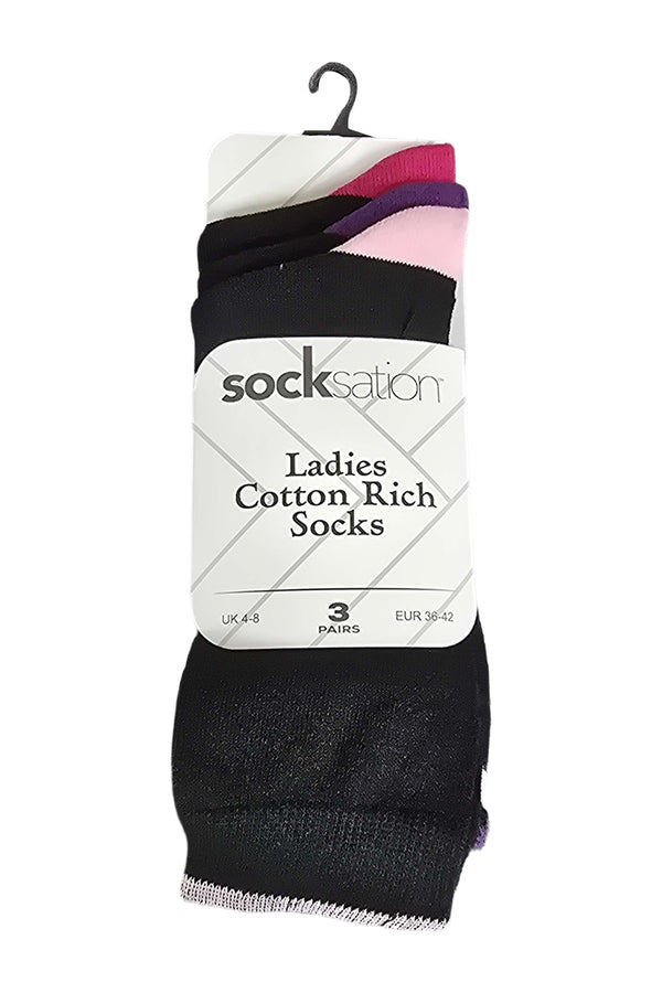 Ladies Everyday Heel & Toe Comfort Socks 3 Pack