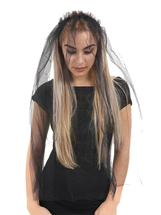 Ladies Veil On Hair Band - thefancydress.co.uk