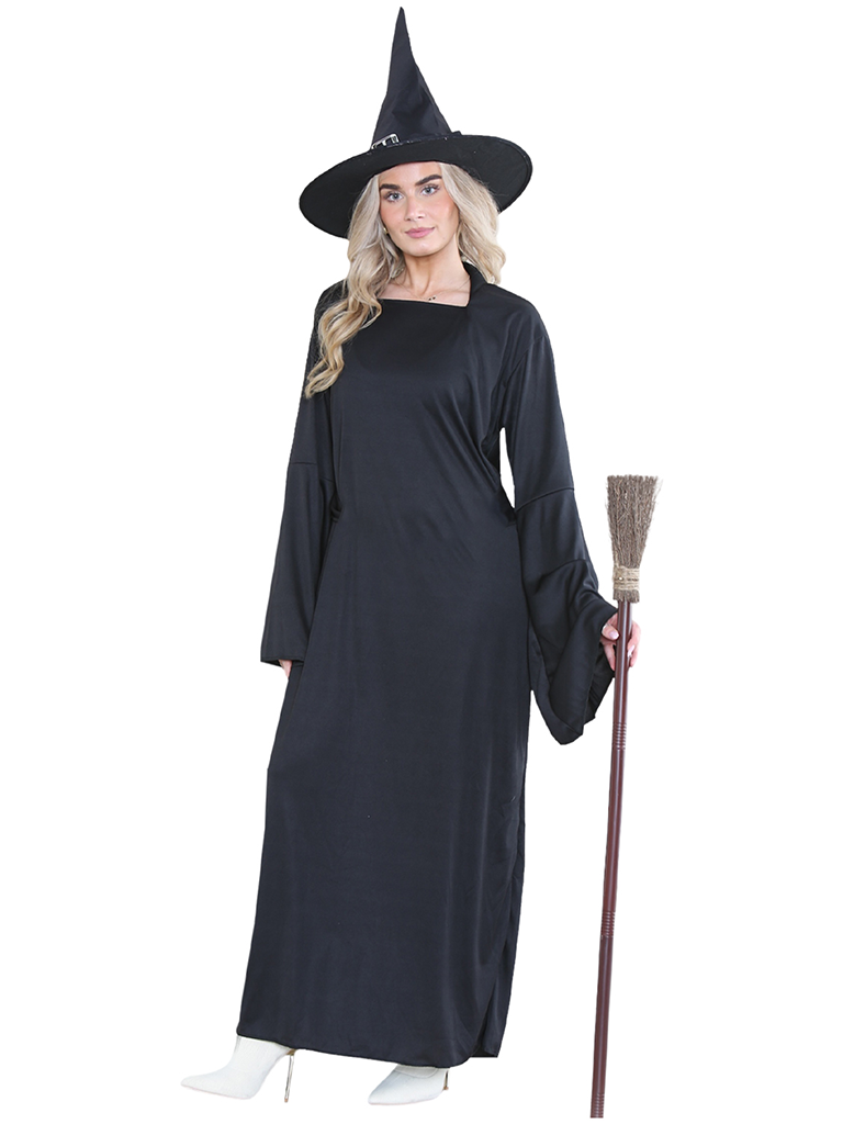 Ladies 2-Piece Black Witch Costume With Hat