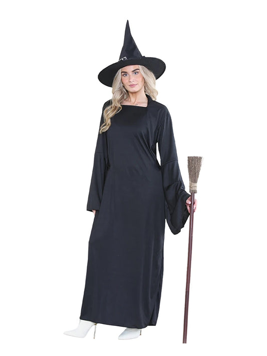 Ladies 2-Piece Black Witch Costume With Hat