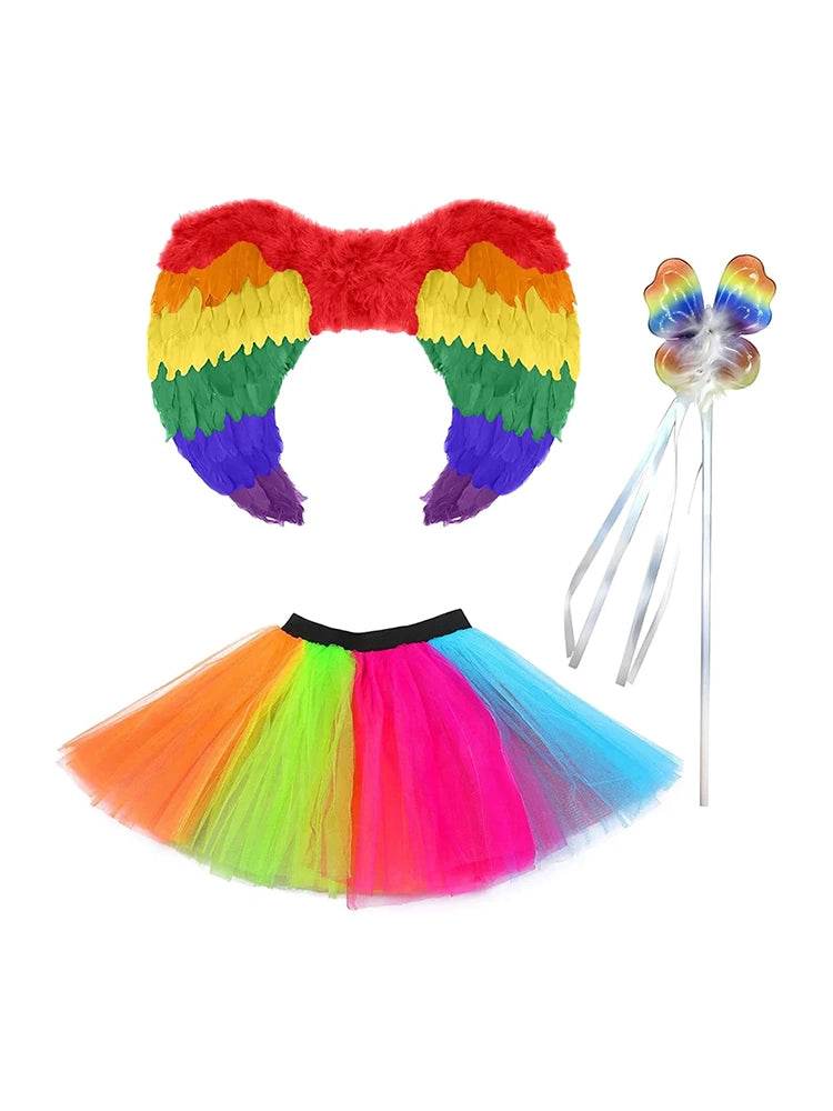 Ladies' 3-Piece Rainbow Pride Costume Set (X-Large) - thefancydress.co.uk
