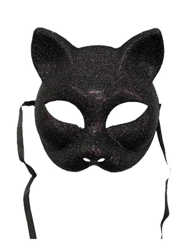 Ladies Animal Black Cat Style Glitter Face Wear Mask