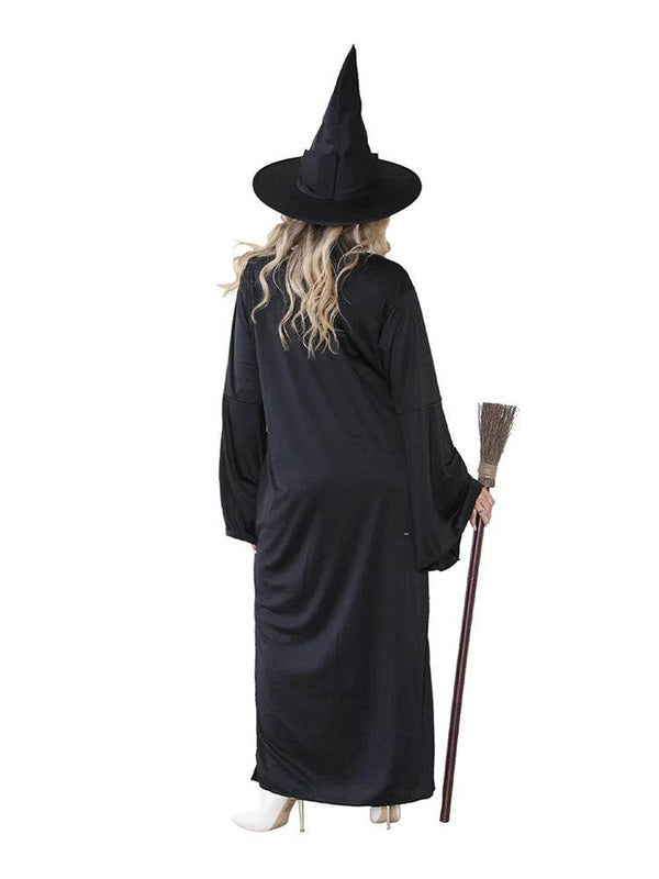 Ladies 2-Piece Black Witch Costume With Hat - thefancydress.co.uk