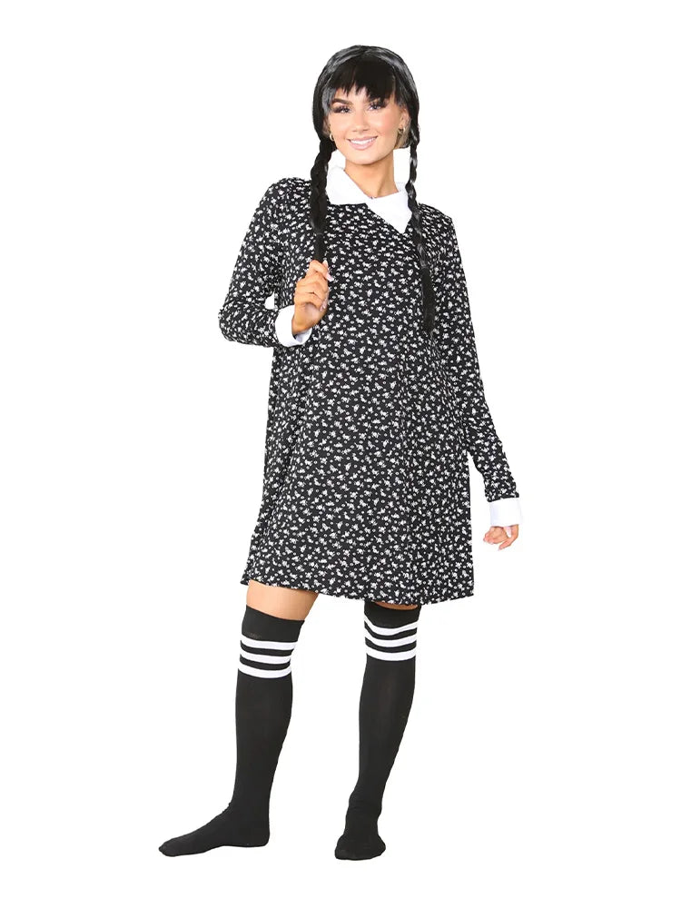 Ladies Gothic School Girls Pattern Swing Dress