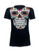 Ladies Horror Mexican Skull Printed Black T-Shirt