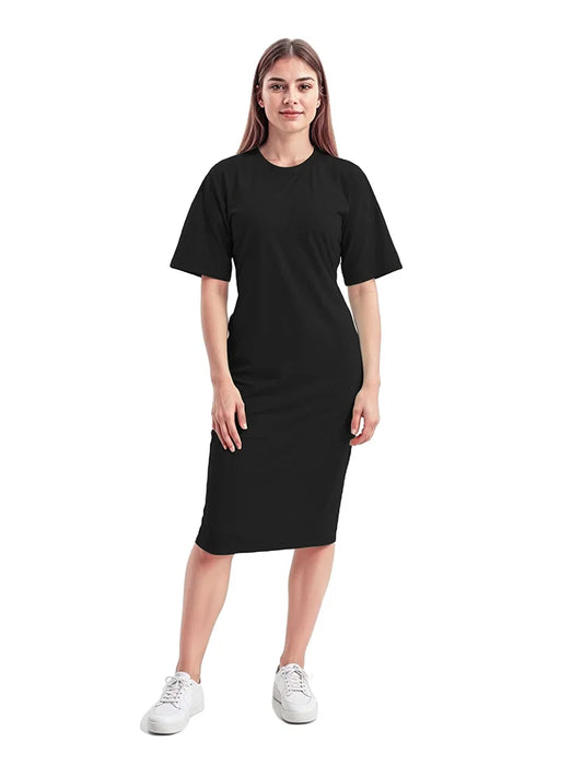 Ladies Longline PJ Dress Oversized Baggy Fit Sleepwear black