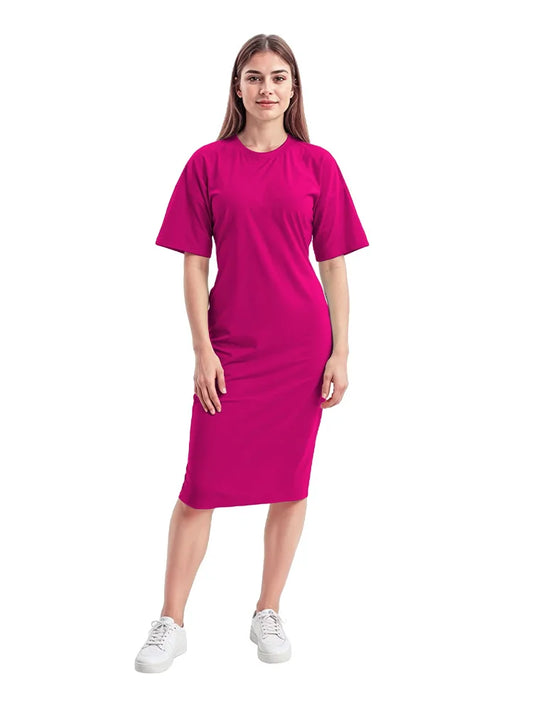 Ladies Longline PJ Dress Oversized Baggy Fit Sleepwear pink