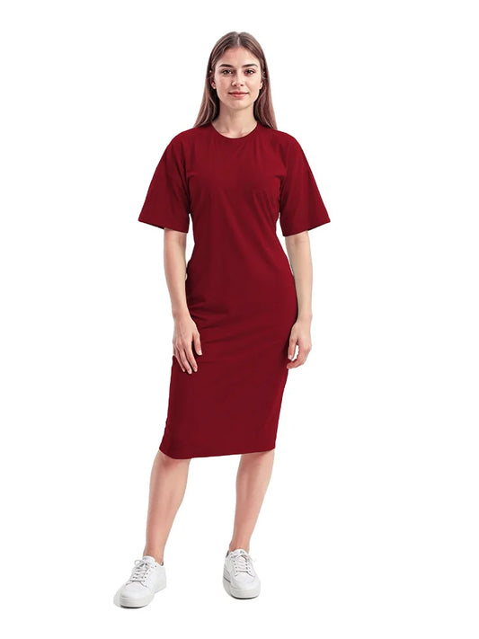 Ladies Longline PJ Dress Oversized Baggy Fit Sleepwear maroon