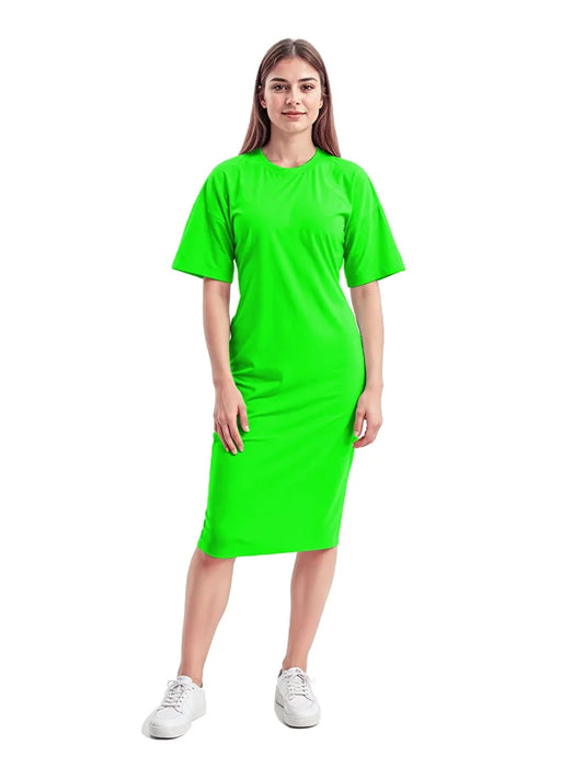 Ladies Longline PJ Dress Oversized Baggy Fit Sleepwear green