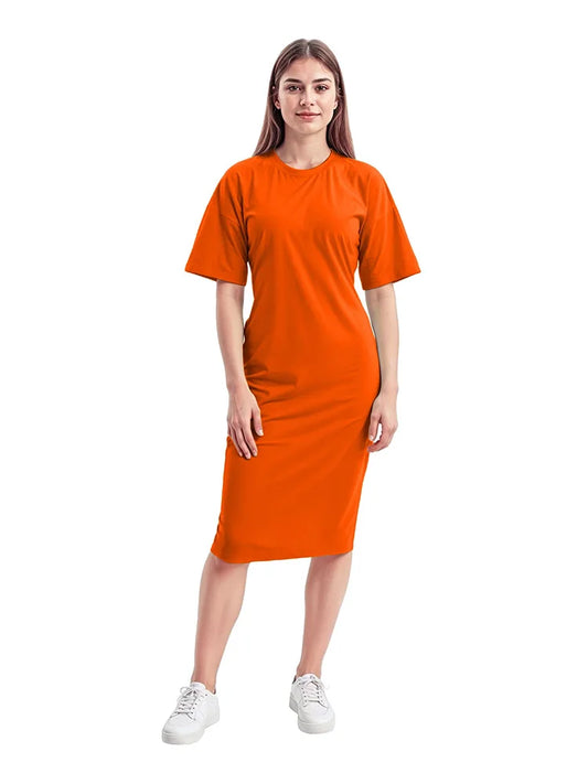 Ladies Longline PJ Dress Oversized Baggy Fit Sleepwear orange