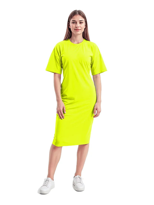 Ladies Longline PJ Dress Oversized Baggy Fit Sleepwear yellow