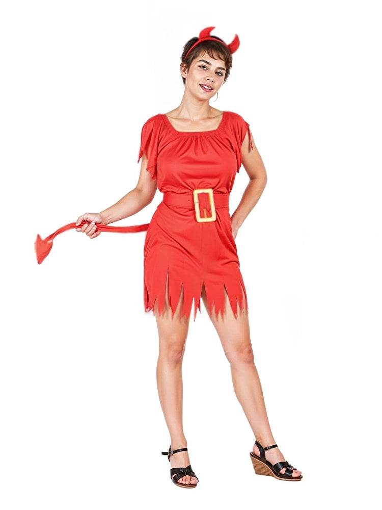 Ladies Red Devil Costume Set - thefancydress.co.uk