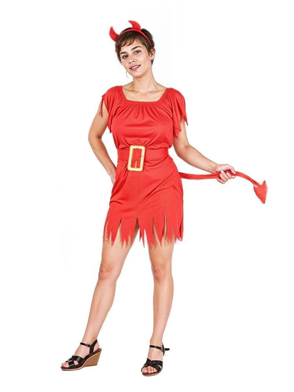 Ladies Red Devil Costume Set - thefancydress.co.uk