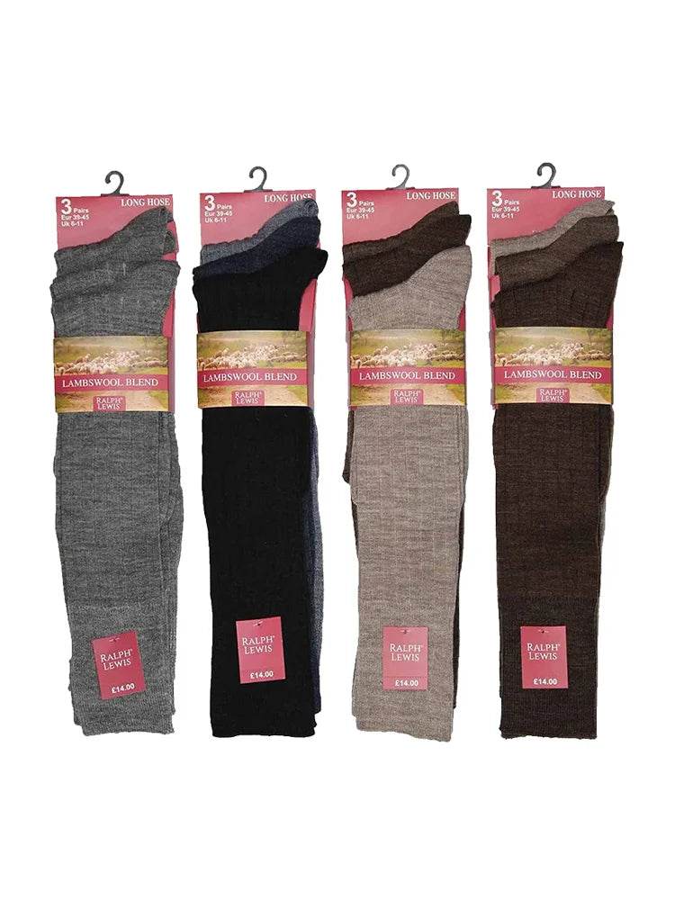 Men's Long Wool Blend Boot Socks (Pack of 12) - thefancydress.co.uk