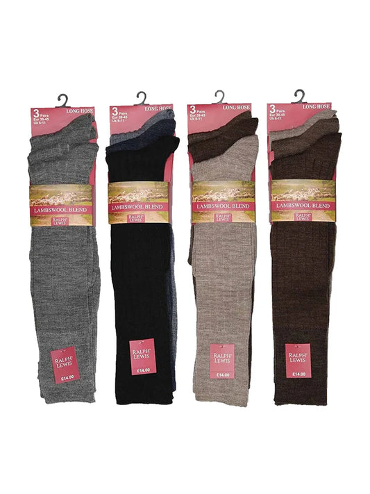 Men's Long Wool Blend Boot Socks (Pack of 12) lambs wool