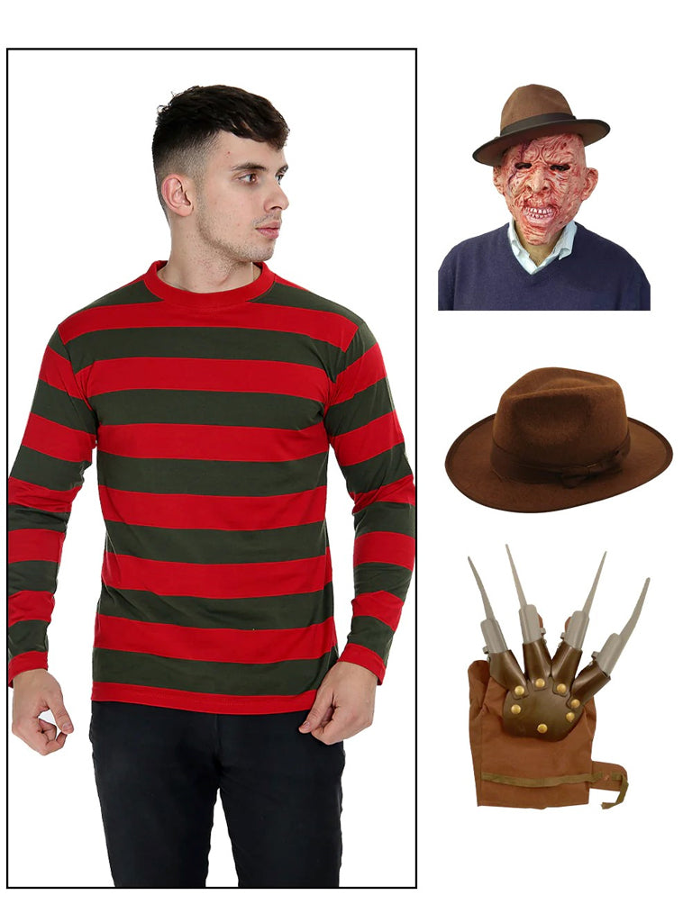 Adult Nightmare Gloves Hat Mask and Shirt Set