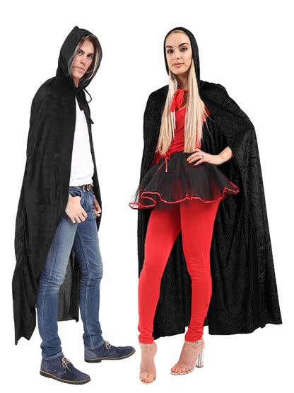 Unisex Velvet Hooded Cape 65 Inches