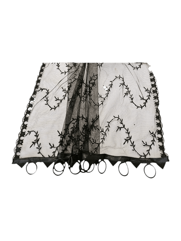 Pakistani Indian Embroided Black Net Dupatta - thefancydress.co.uk