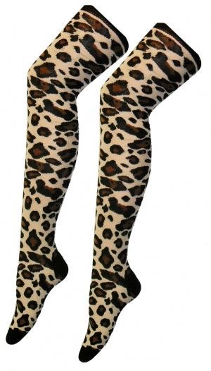 Crazy Chick Leopard Print OTK Socks
