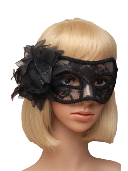 Lace Flower Masquerade Mask black