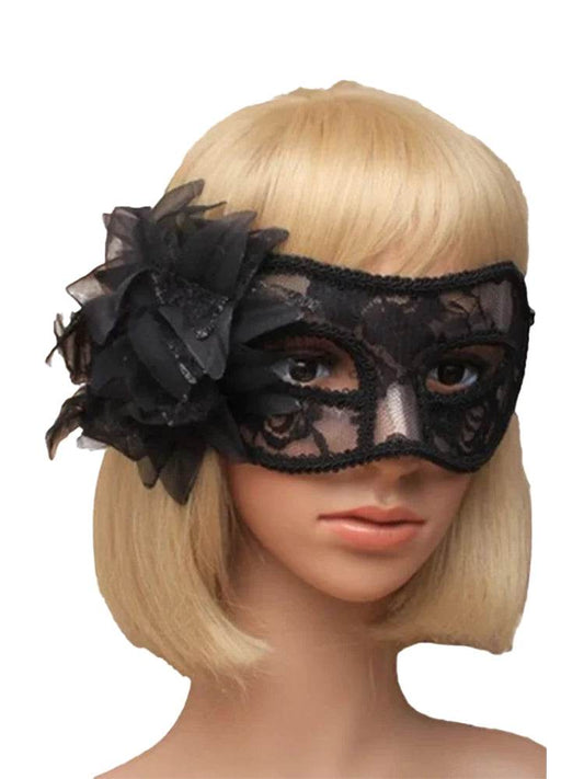 Women's Fancy Lace Flower Masquerade Mask - thefancydress.co.uk