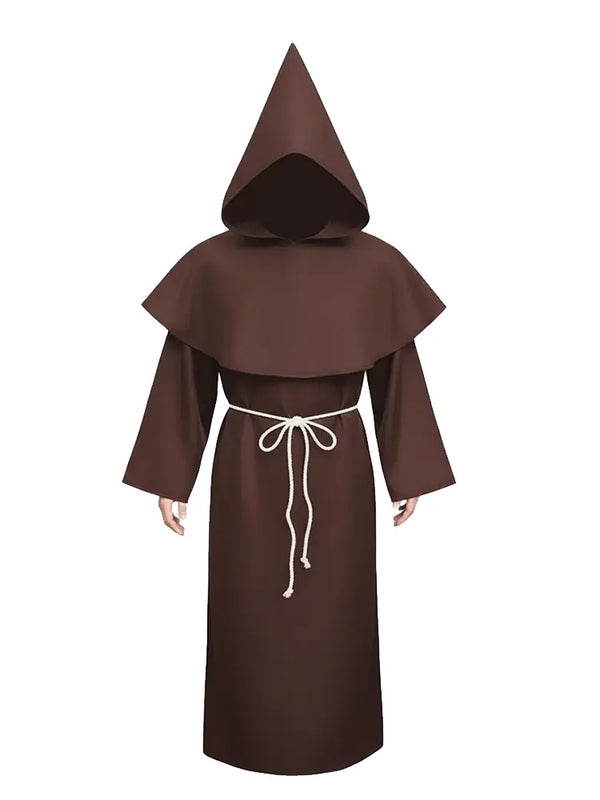 Adult Medieval Hooded Monk Renaissance Priest Robe Costume