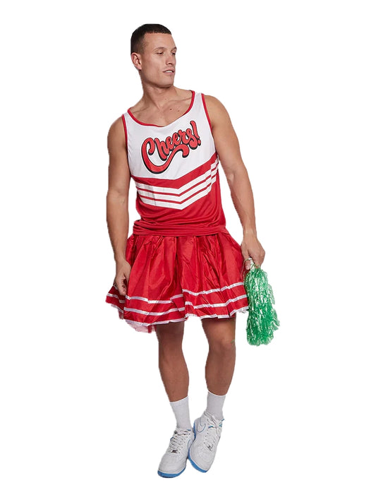 Men Red Cheerleader Vest & Skirt