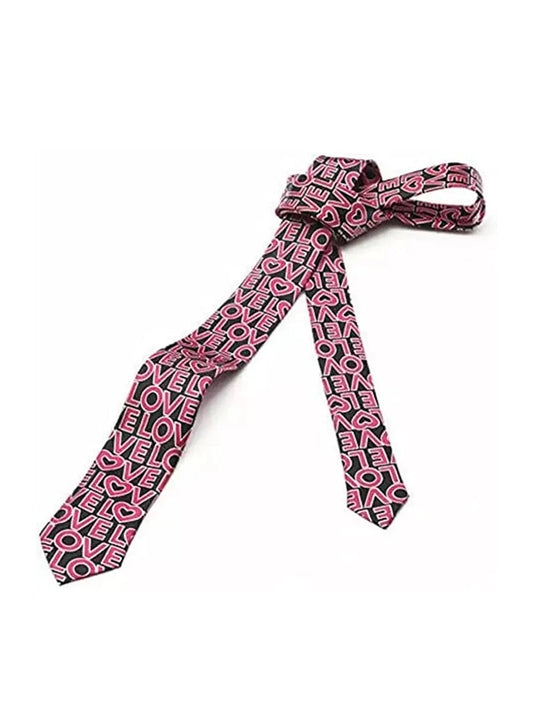 Men's Black & Hot Pink Love Text Tie