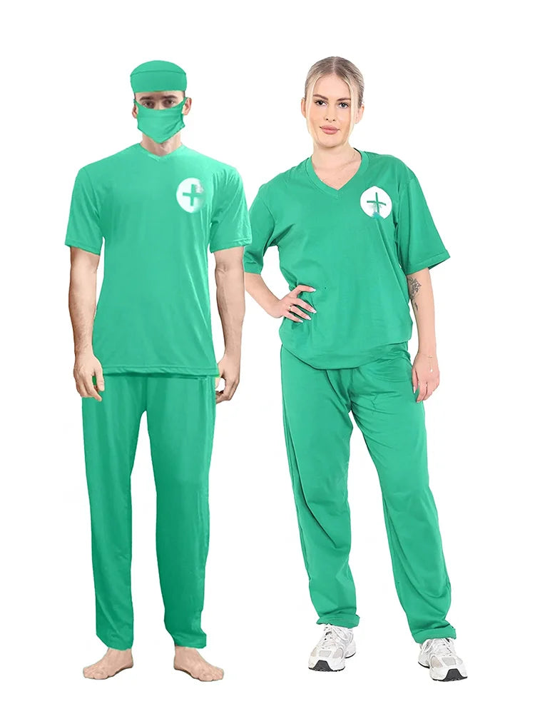 Men's Doctor's Scrubs Surgeon Costume 4-Piece Set