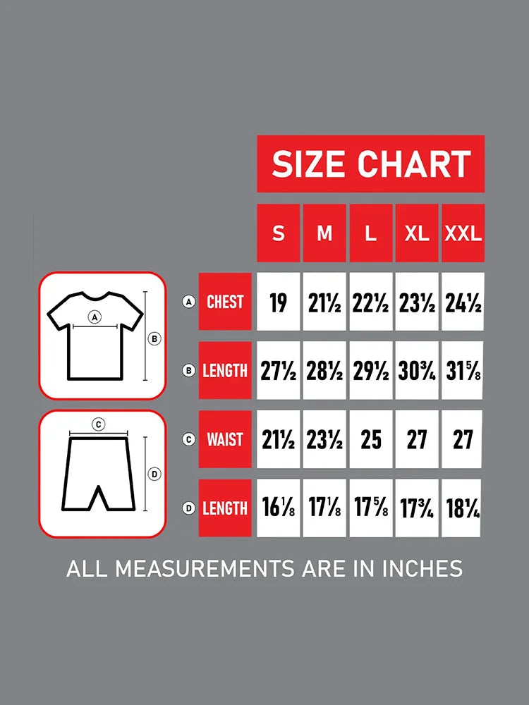 Men's Life Guard Costume size chart