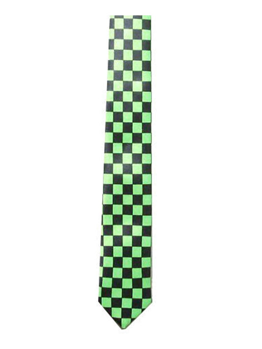 Men's Luxury Formal Checkered Neck Tie black an green