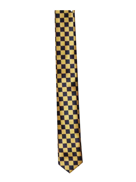 Men's Luxury Formal Checkered Neck Tie black an gold