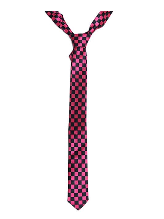 Men's Luxury Formal Checkered Neck Tie black an fushica