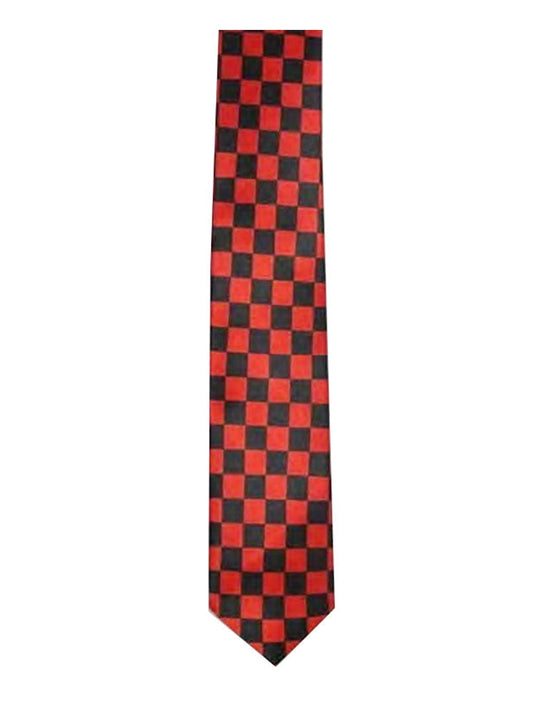 Men's Luxury Formal Checkered Neck Tie black an red