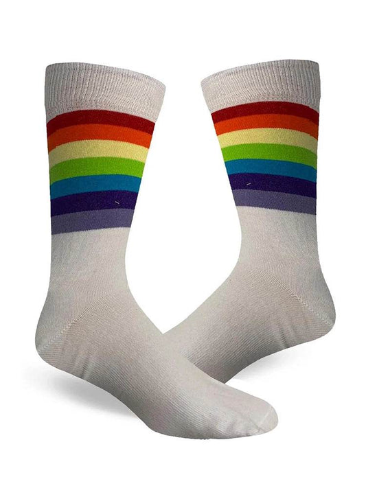 Men's Rainbow 3-Stripe Referee Ankle Socks - thefancydress.co.uk