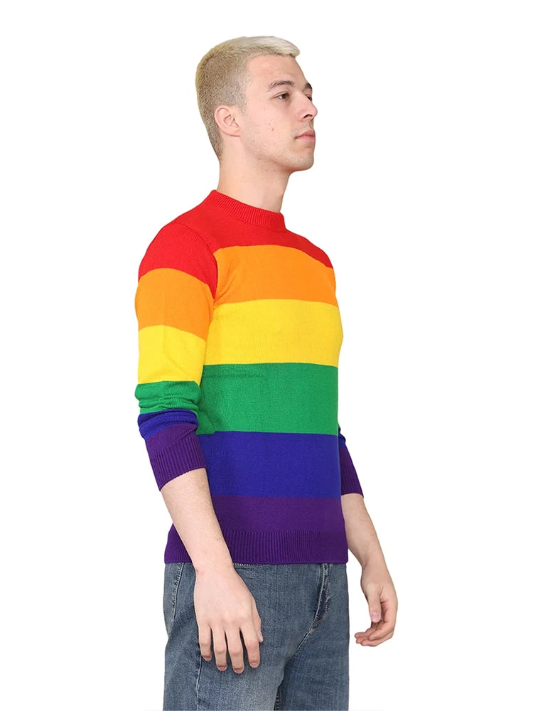Men's Rainbow Knitted Jumper side